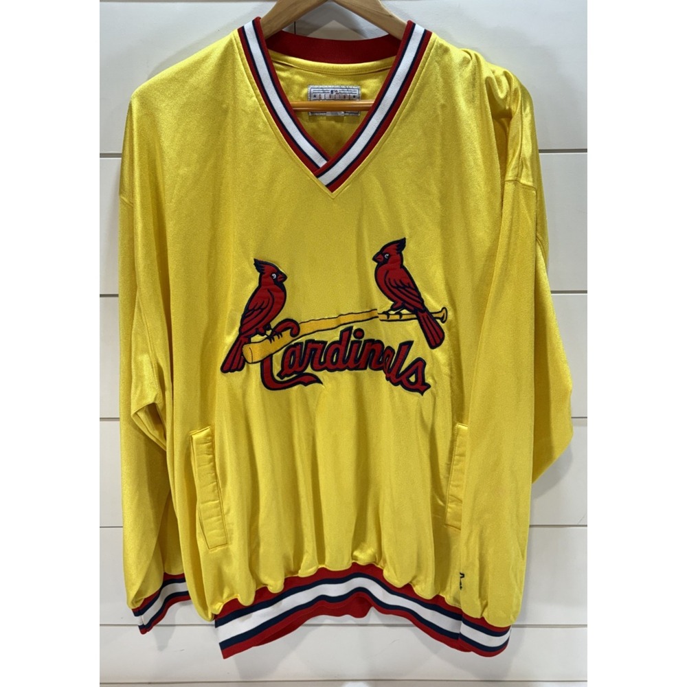 Vintage 1990s St. Louis Cardinals Starter Logo Yellow Velour Sweatshirt Size XL